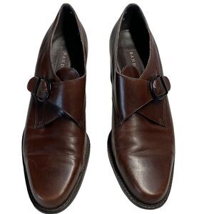 Bandolino Alanta Brown Leather Buckle Monk Strap Stacked Heel Shoes Size 9